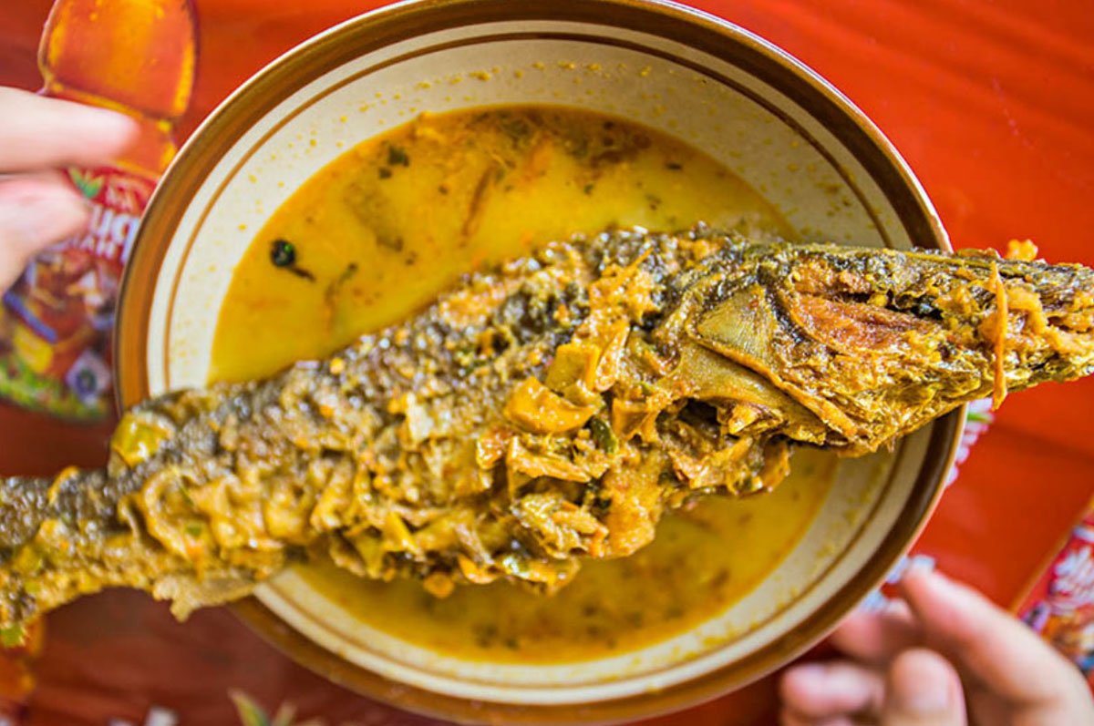 A bowl of Mangut Beong, a traditional fish dish from Magelang, Indonesia.