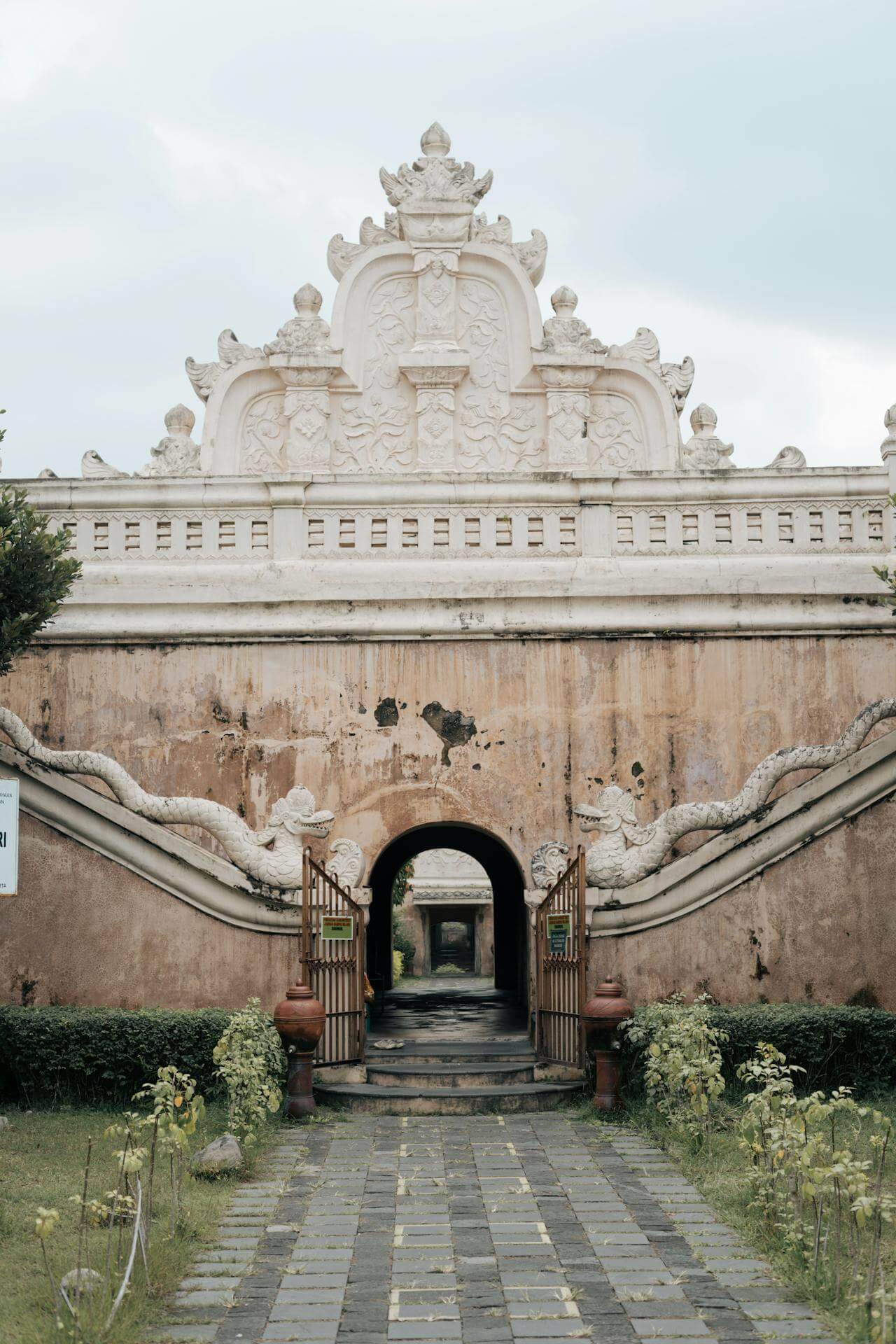 Gapura Panggung gate with dragon statues at Taman Sari, Yogyakarta.