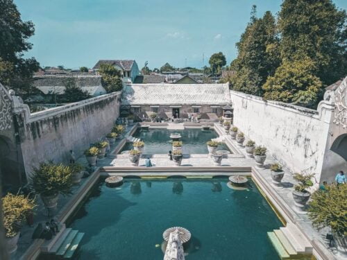 A view of Umbul Pasiraman, a royal bathing pool in Taman Sari, Yogyakarta.