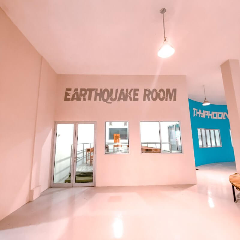 Entrance to the Earthquake Room and Typhoon simulation areas in the Disaster Room at Sindu Kusuma Edupark.