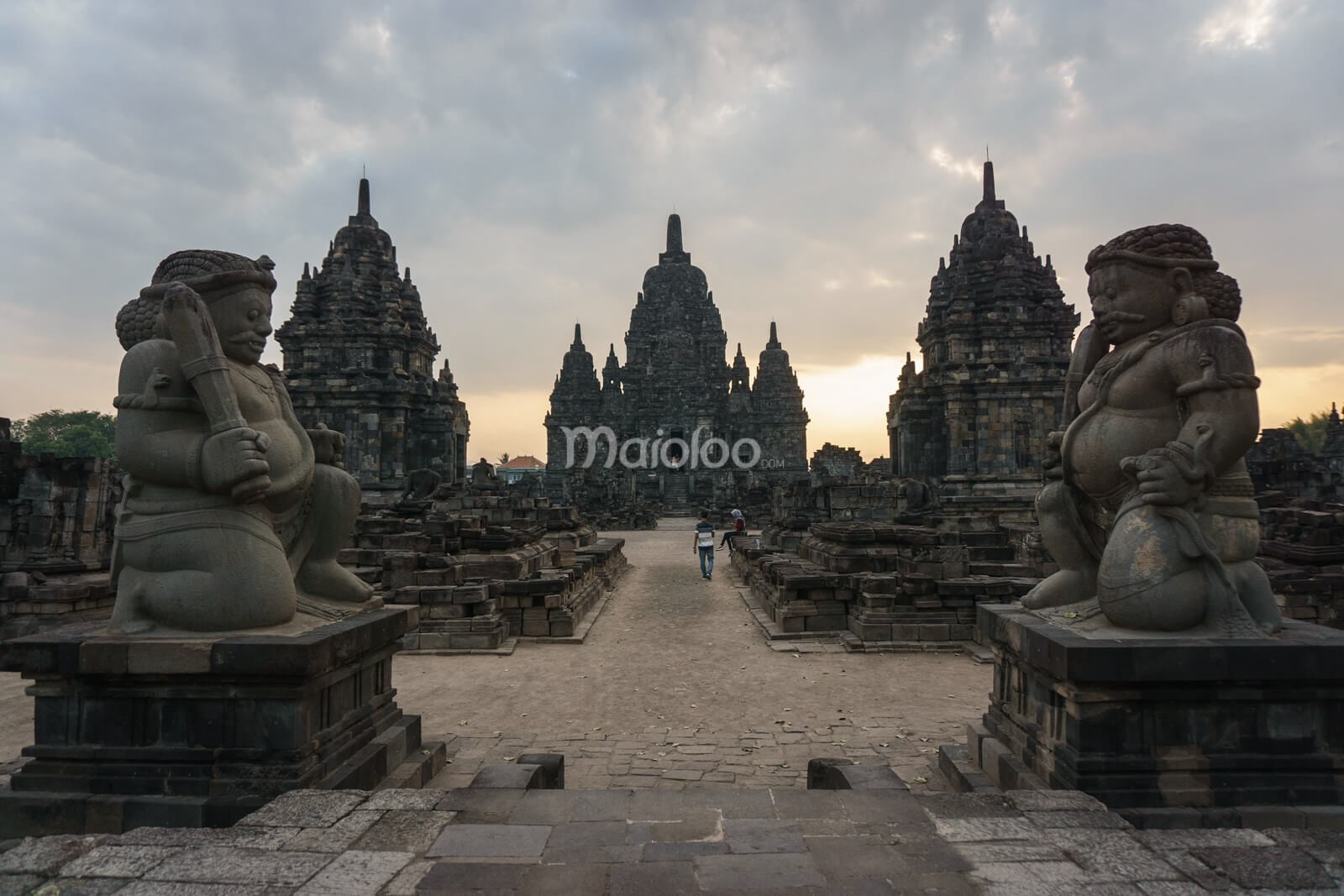 Statues at the entrance of the main temple of Sewu Temple in Klaten, Central Java.